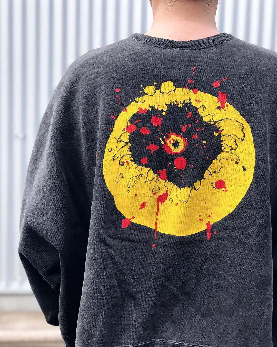 SAINT Mxxxxxx x CACTUS PLANT FLEA MARKET SMILE SWEATER SHIRT CPFM co-branded sweatshirt with smiley face, washed black S-XL, ready-to-wear Assute dyeing, heavy fermentation washing, multi-position spray fading, ultra-complex manual polishing/destruction treatment/special shearing treatment, special striped cuffs/multi-position shearing/pure handmade graffiti and dirty The only correct co-branded main wheat label/wash water label/little angel anti-counterfeiting label in the entire network